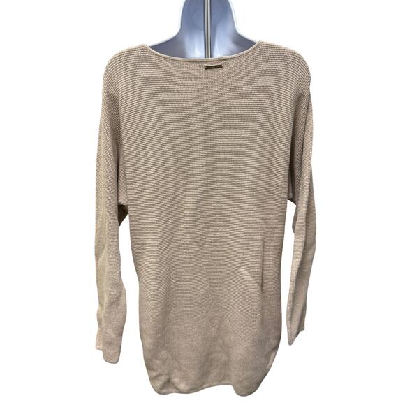 Michael Kors Womens SZ L Beige Long Sleeve Crew Neck Pullover Sweater Top Cotton - Picture 6 of 7